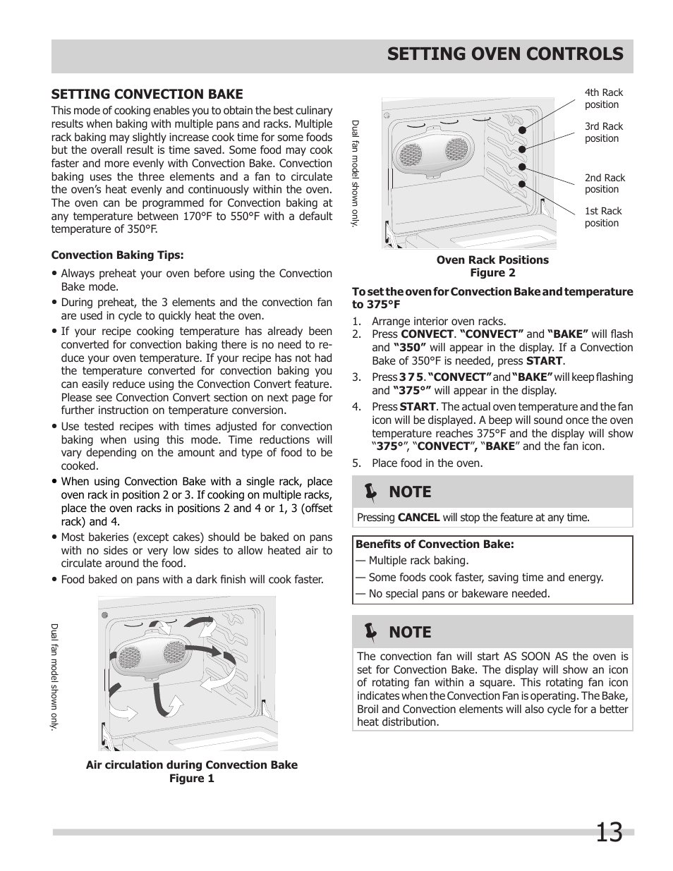 Setting oven controls | FRIGIDAIRE 318205307 User Manual | Page 13 / 28