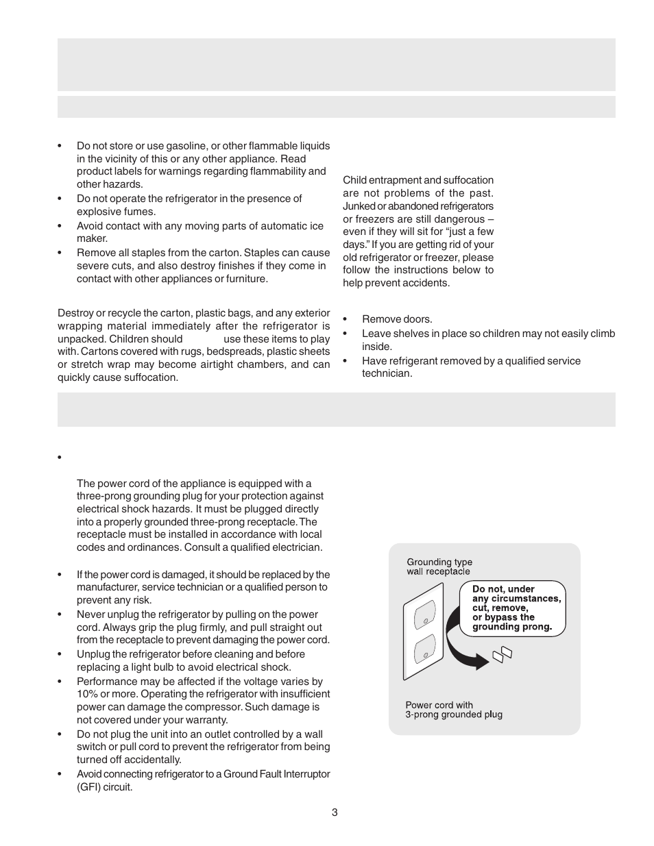 Important safety instructions | FRIGIDAIRE 241553001 User Manual | Page 3 / 26