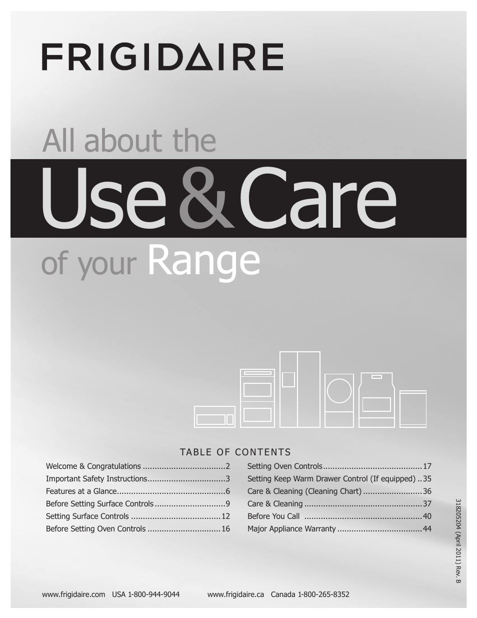 FRIGIDAIRE 318205204 User Manual | 40 pages