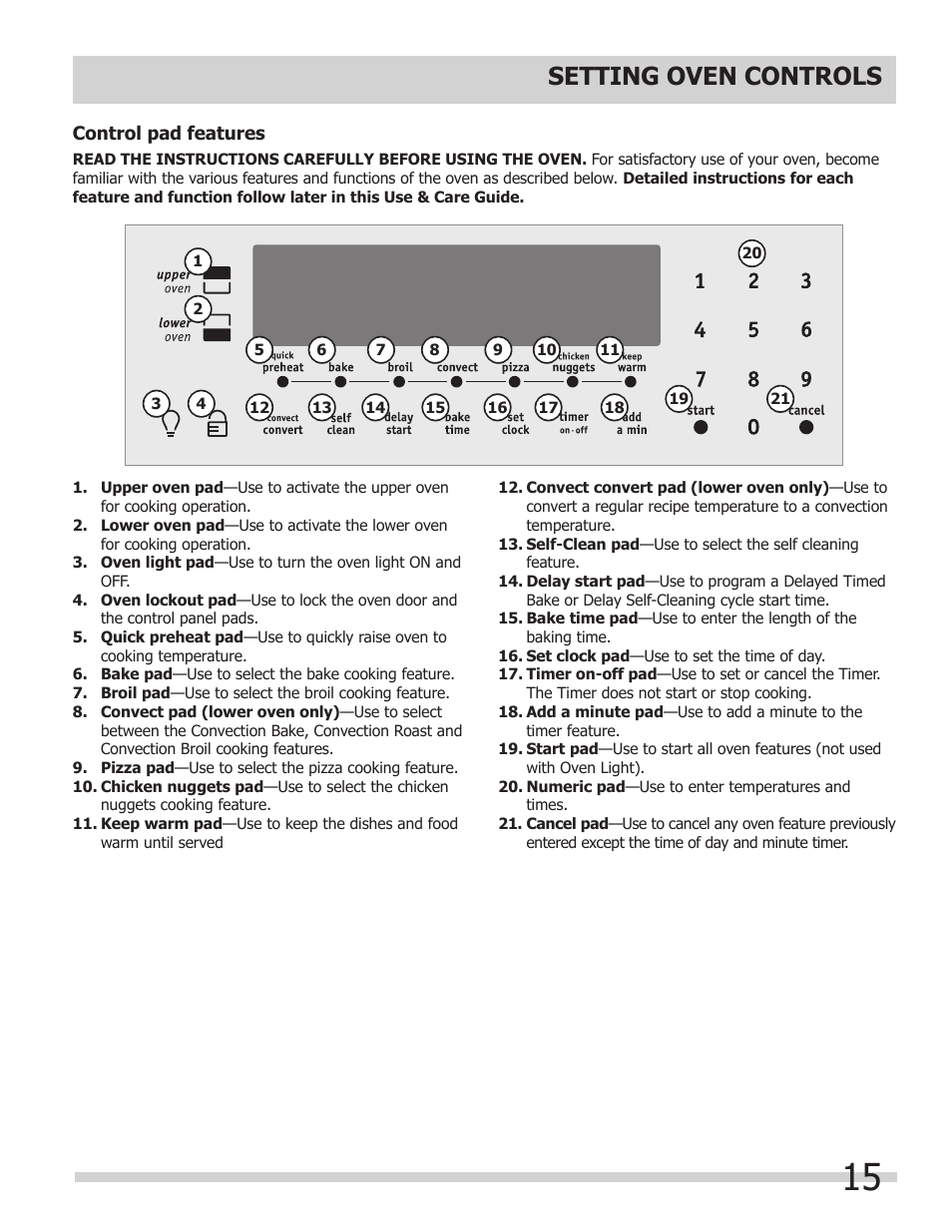 Setting oven controls | FRIGIDAIRE 318205204 User Manual | Page 15 / 40