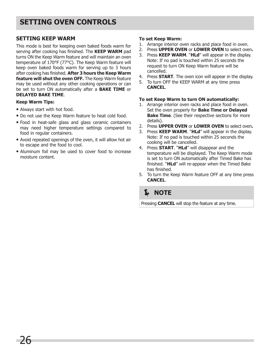 Setting oven controls | FRIGIDAIRE 318205204 User Manual | Page 26 / 40