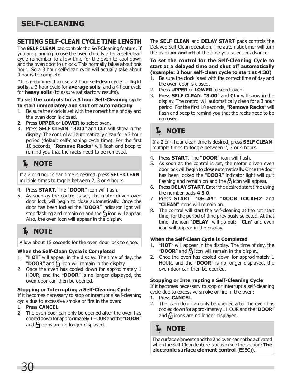 Self-cleaning | FRIGIDAIRE 318205204 User Manual | Page 30 / 40