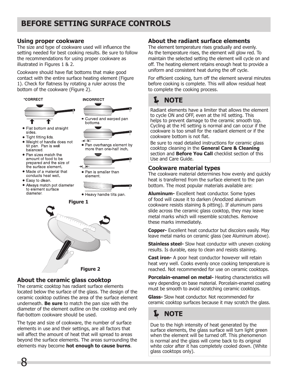 Before setting surface controls | FRIGIDAIRE 318205204 User Manual | Page 8 / 40