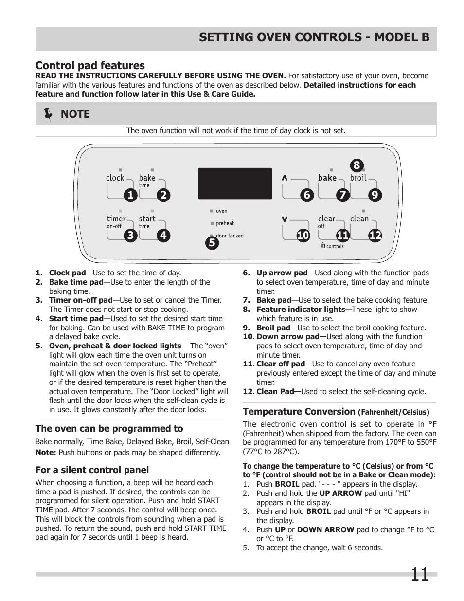 Setting oven controls - model b | FRIGIDAIRE 318200964 User Manual | Page 11 / 24