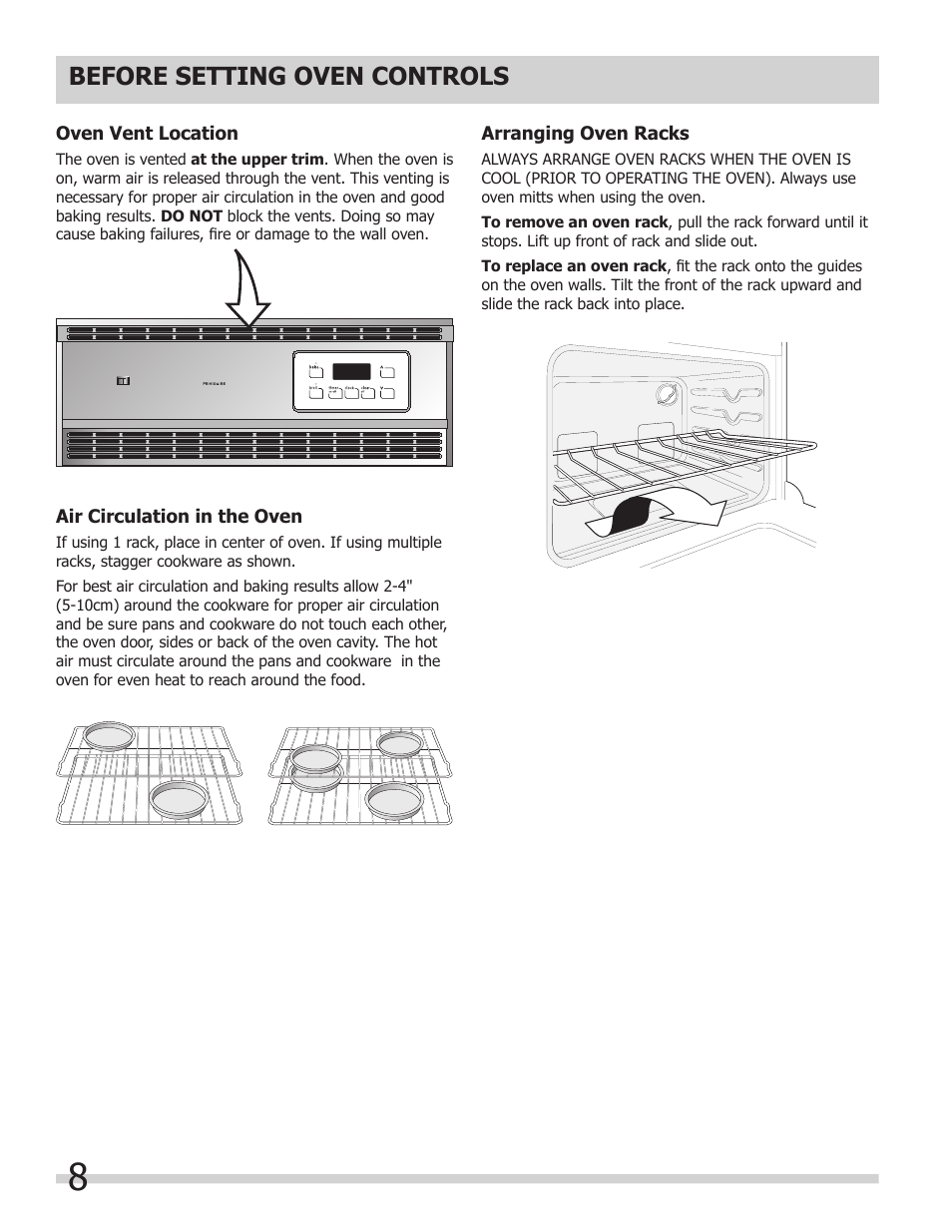 Before setting oven controls | FRIGIDAIRE 318200964 User Manual | Page 8 / 24