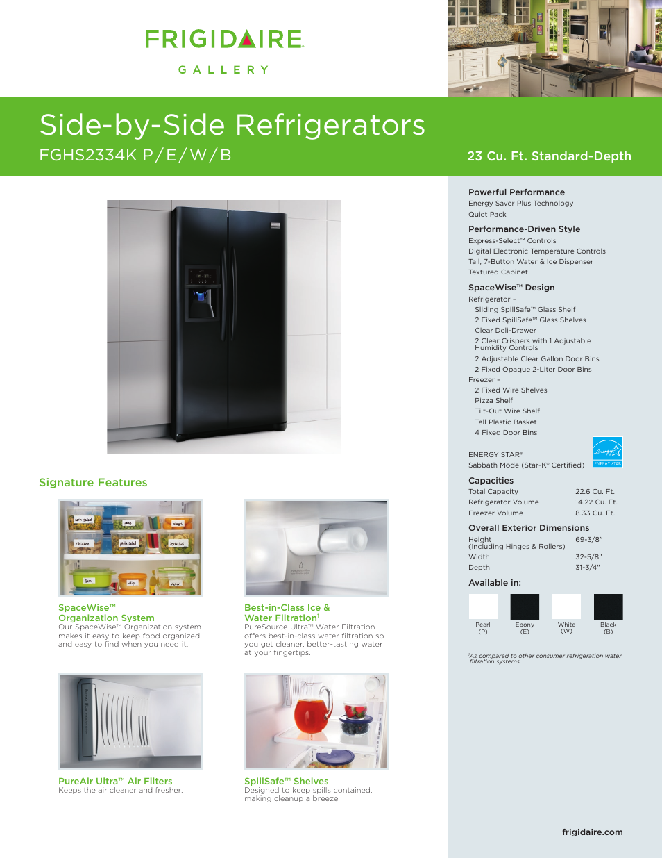 FRIGIDAIRE FGHS2334KW User Manual | 2 pages