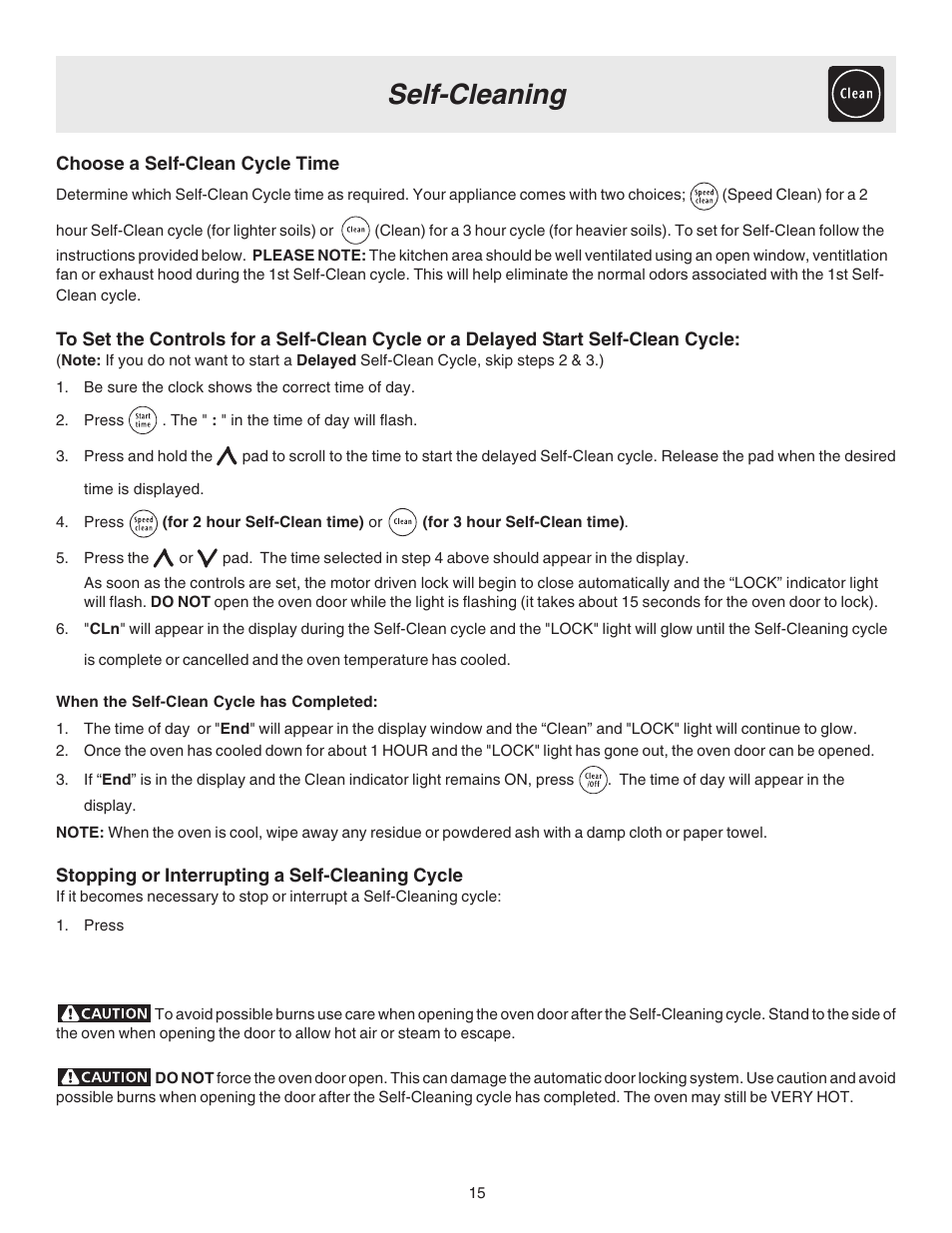 Self-cleaning | FRIGIDAIRE 316417130 User Manual | Page 15 / 20