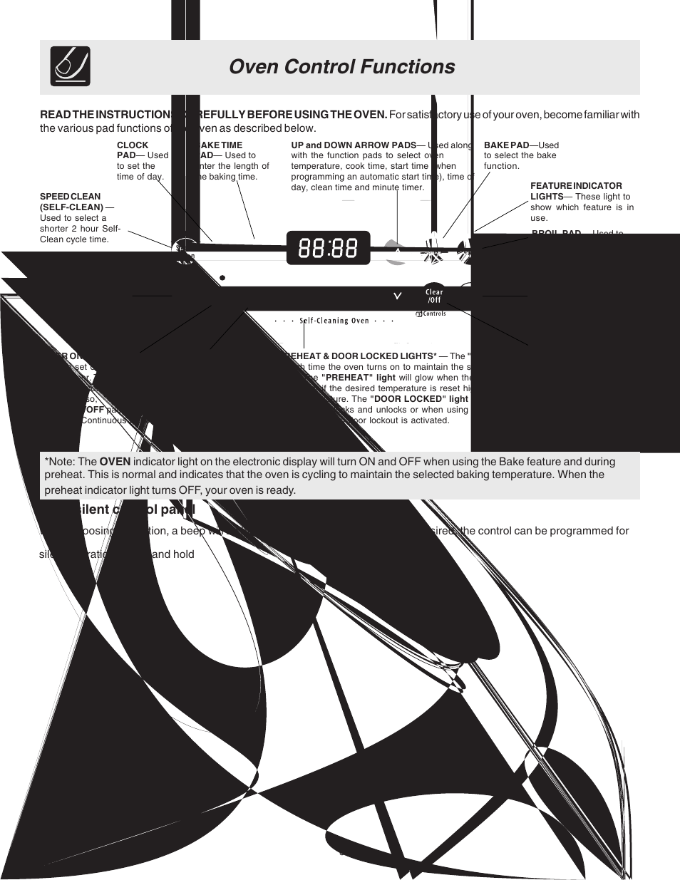 Oven control functions, For a silent control panel | FRIGIDAIRE 316417130 User Manual | Page 8 / 20