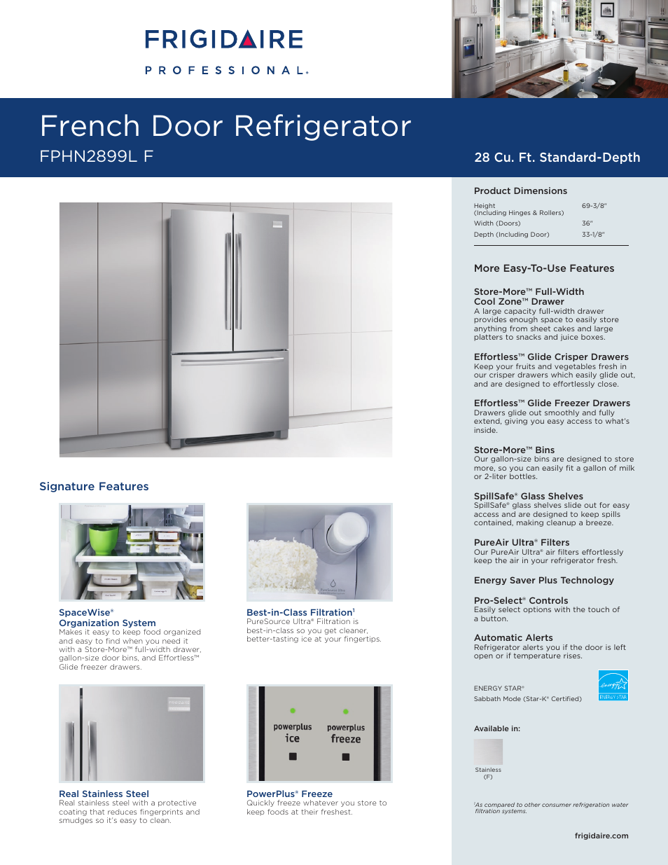 FRIGIDAIRE FPHN2899LF User Manual | 3 pages