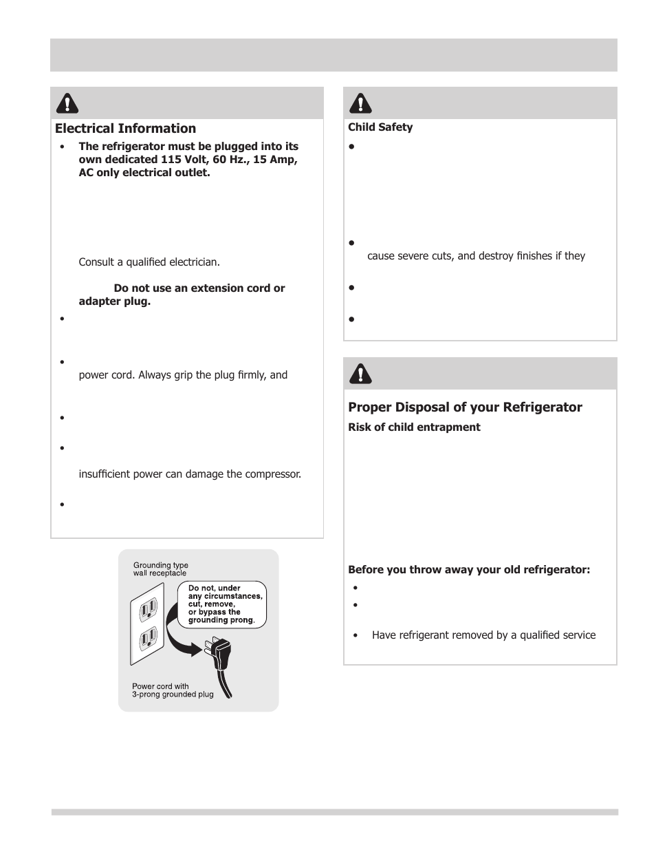 Important safety instructions, Warning | FRIGIDAIRE 241794902 User Manual | Page 3 / 9