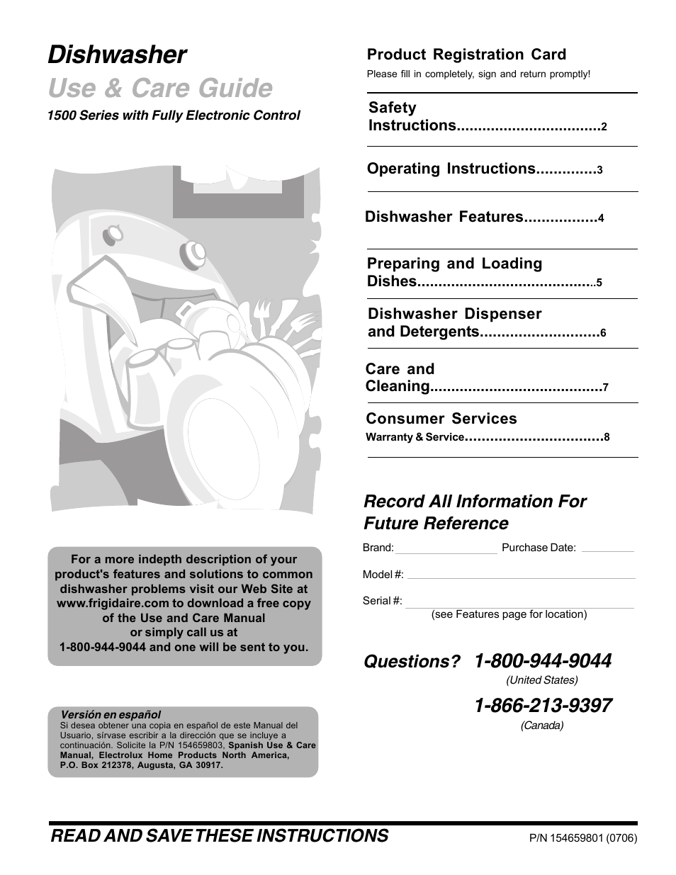 FRIGIDAIRE 1500 Series User Manual | 8 pages