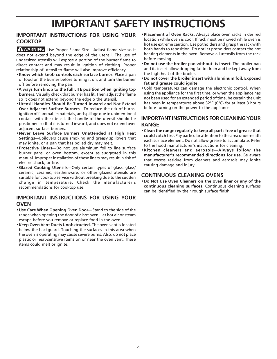 Important safety instructions | FRIGIDAIRE 316135924 User Manual | Page 4 / 16