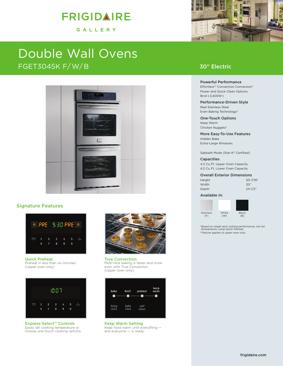 FRIGIDAIRE FGET3045KF User Manual | 2 pages
