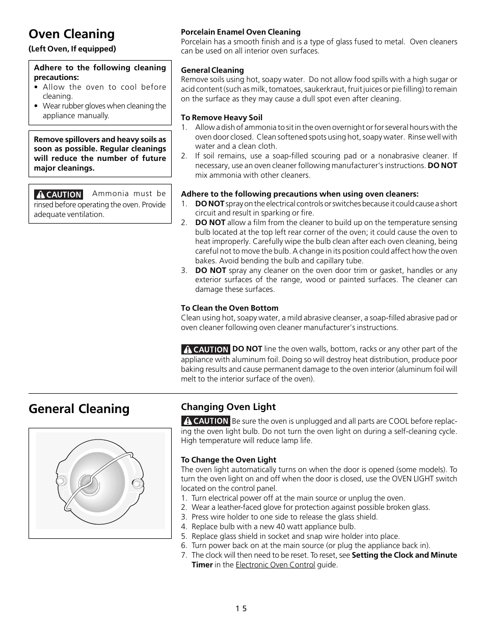 Oven cleaning, General cleaning | FRIGIDAIRE 318200754 User Manual | Page 15 / 24