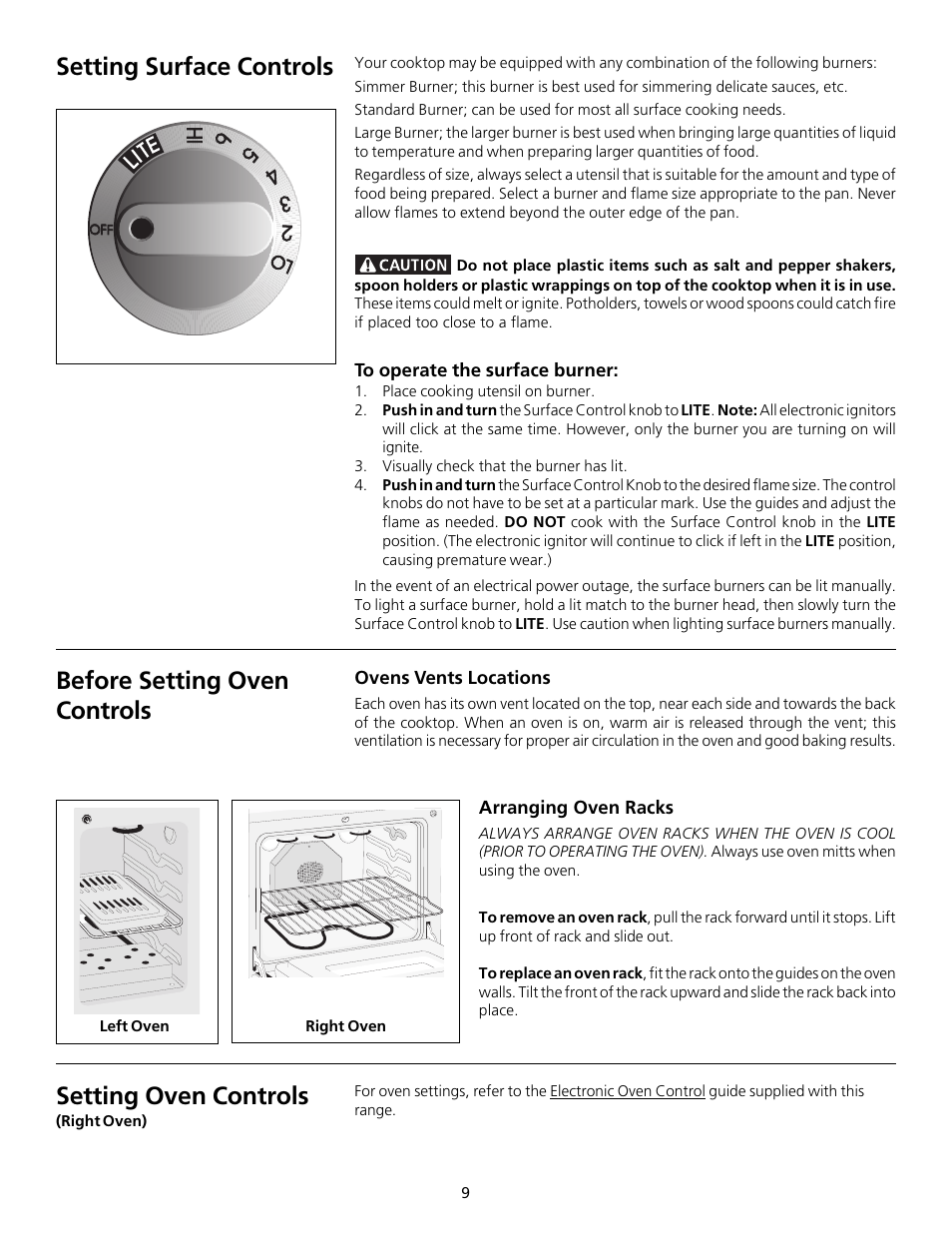 Setting oven controls | FRIGIDAIRE 318200754 User Manual | Page 9 / 24