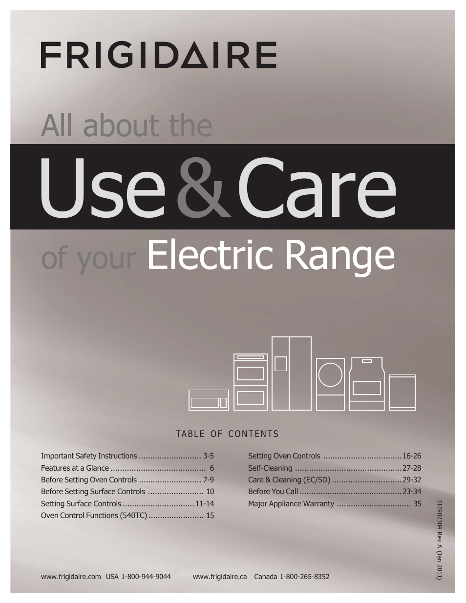 FRIGIDAIRE 316902304 User Manual | 36 pages