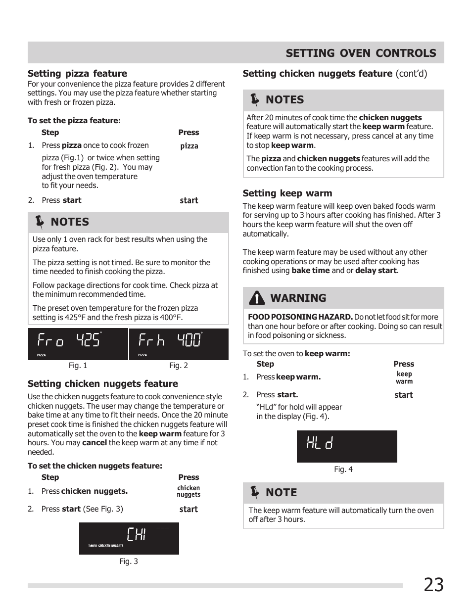 Warning, Setting oven controls | FRIGIDAIRE 316902304 User Manual | Page 23 / 36