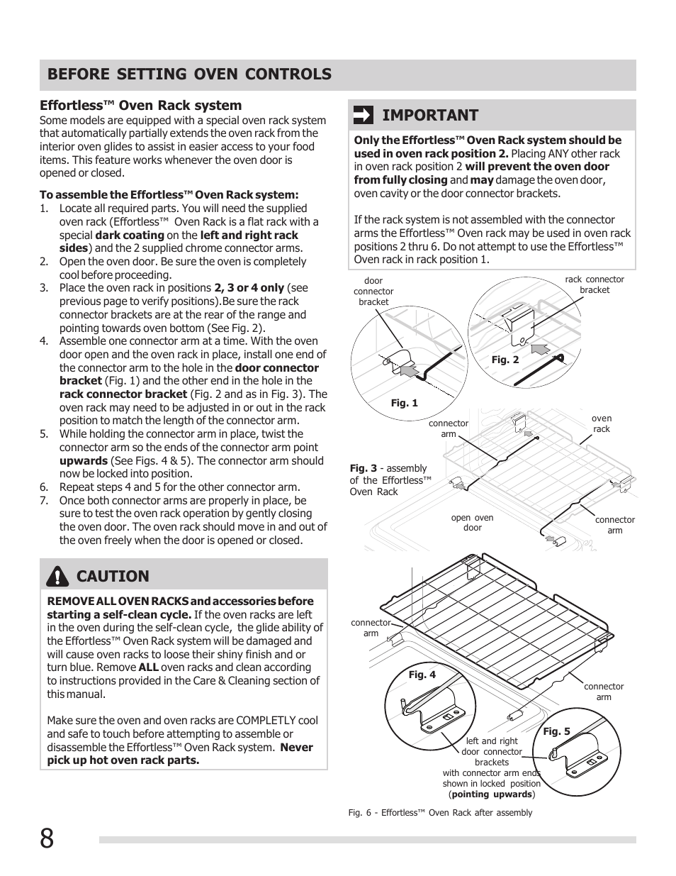 Before setting oven controls, Caution, Important | FRIGIDAIRE 316902304 User Manual | Page 8 / 36