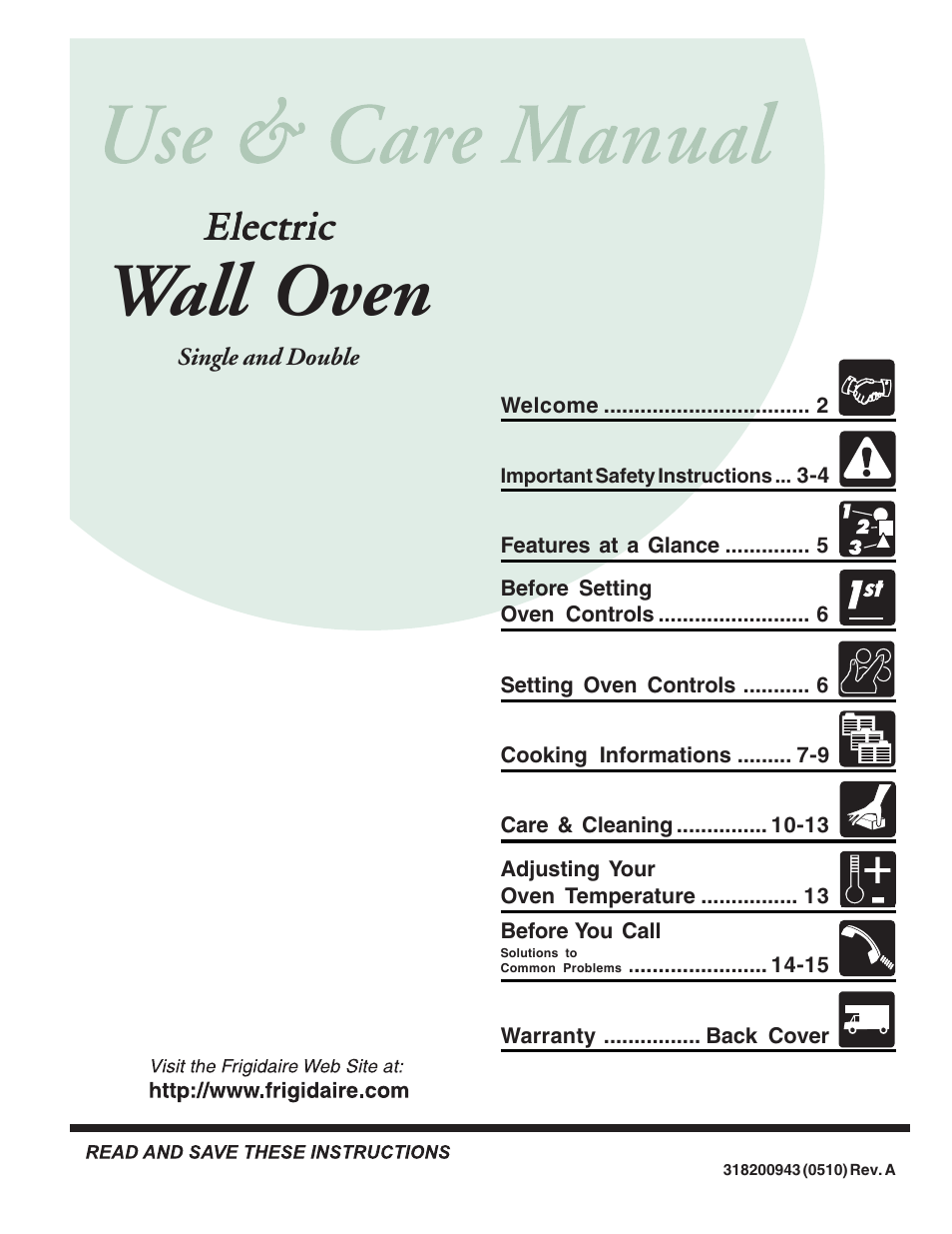 FRIGIDAIRE 318200943 User Manual | 16 pages