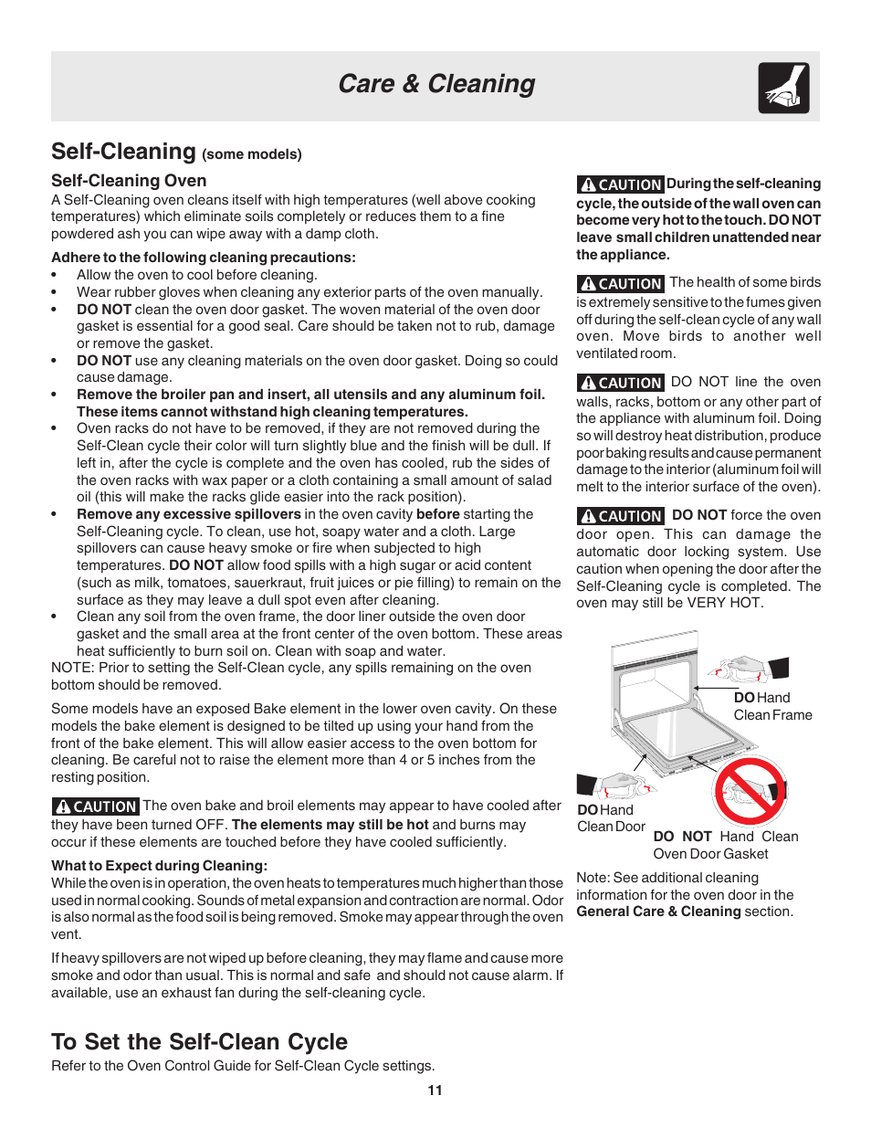 Care & cleaning, Self-cleaning | FRIGIDAIRE 318200943 User Manual | Page 11 / 16