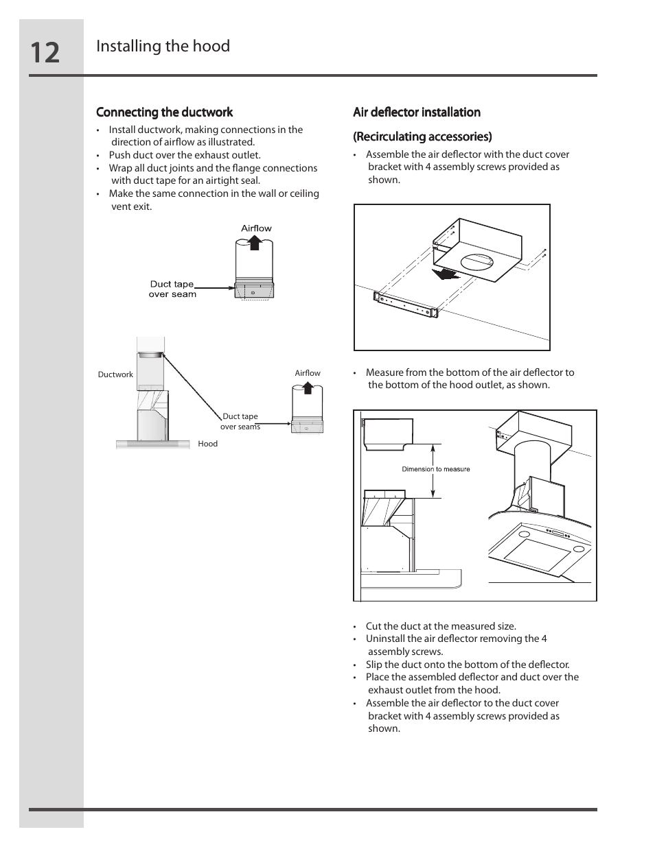 Installing the hood | FRIGIDAIRE RH36WC60GS User Manual | Page 12 / 22