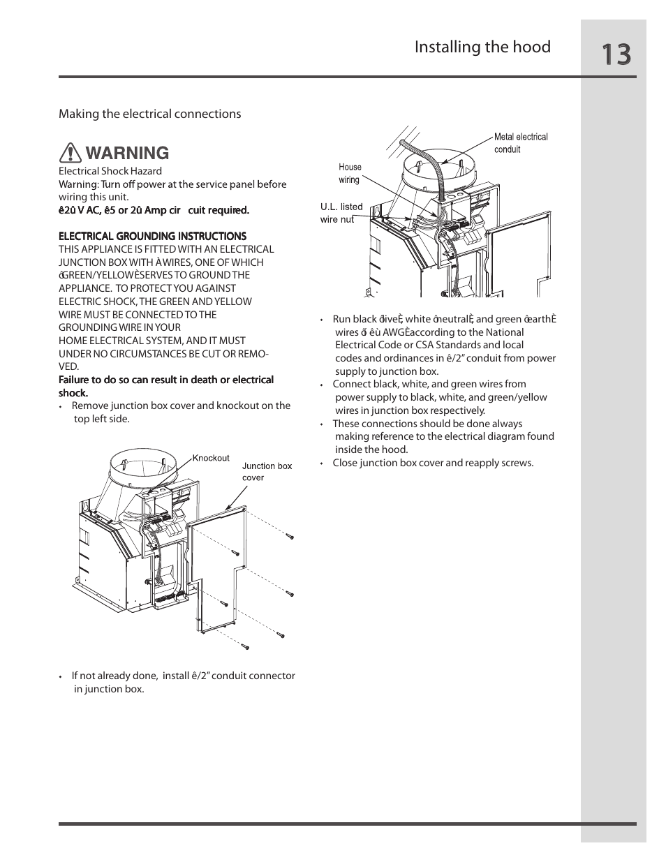 Installing the hood | FRIGIDAIRE RH36WC60GS User Manual | Page 13 / 22