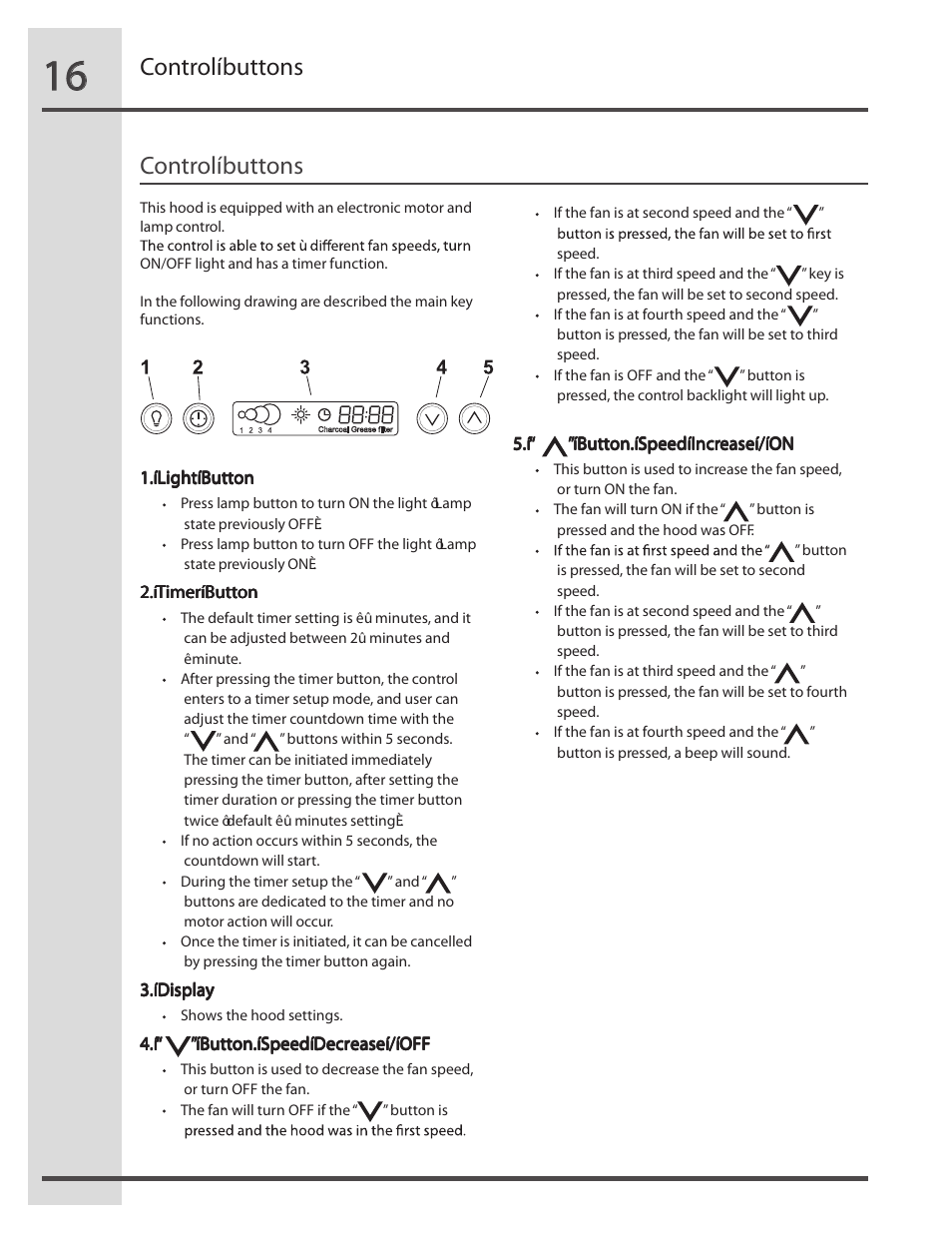 Controlíbuttons | FRIGIDAIRE RH36WC60GS User Manual | Page 16 / 22
