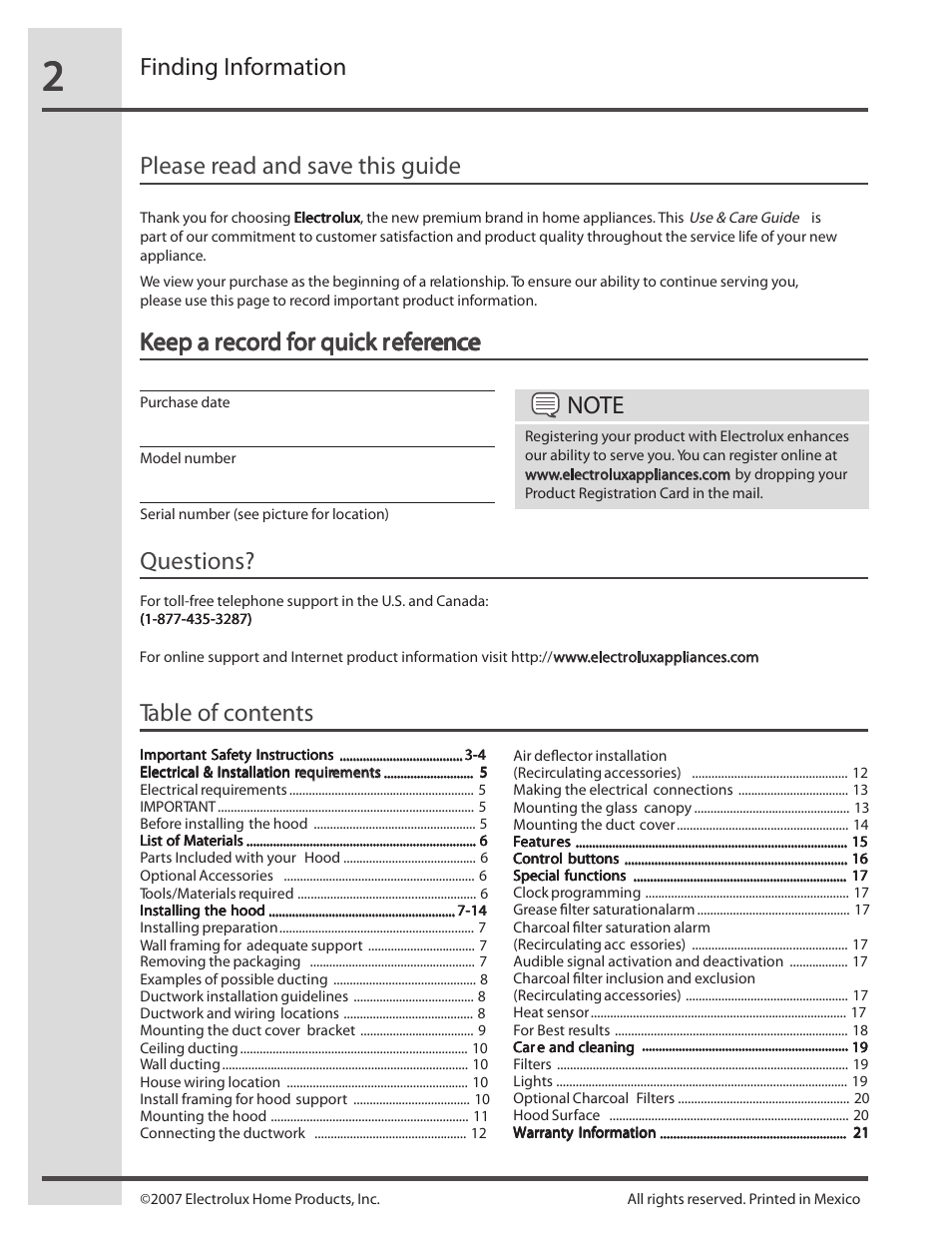 FRIGIDAIRE RH36WC60GS User Manual | Page 2 / 22