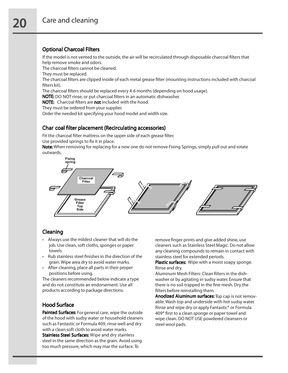 Care and cleaning | FRIGIDAIRE RH36WC60GS User Manual | Page 20 / 22