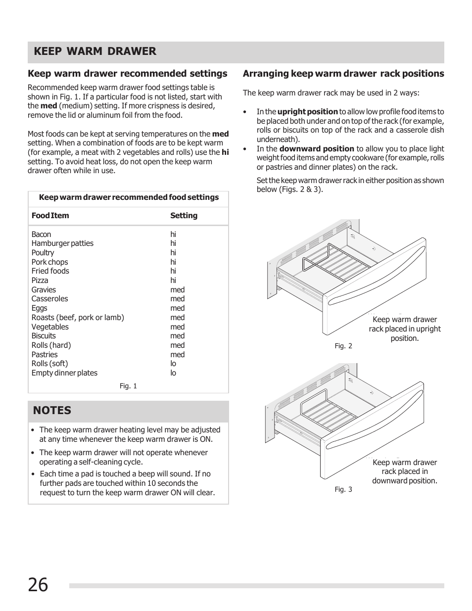 Keep warm drawer | FRIGIDAIRE 316901301 User Manual | Page 26 / 36