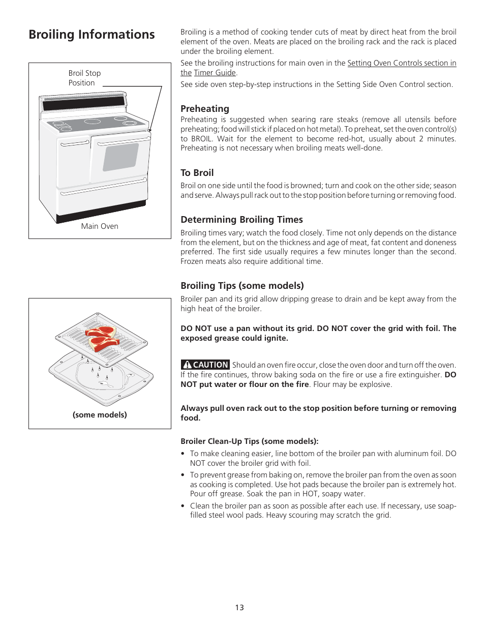 Broiling informations | FRIGIDAIRE 318200710 User Manual | Page 13 / 28