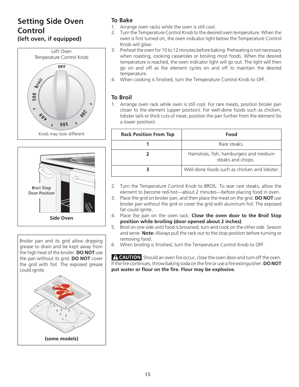 Setting side oven control | FRIGIDAIRE 318200710 User Manual | Page 15 / 28