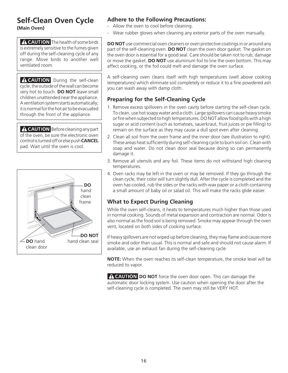 Self-clean oven cycle | FRIGIDAIRE 318200710 User Manual | Page 16 / 28