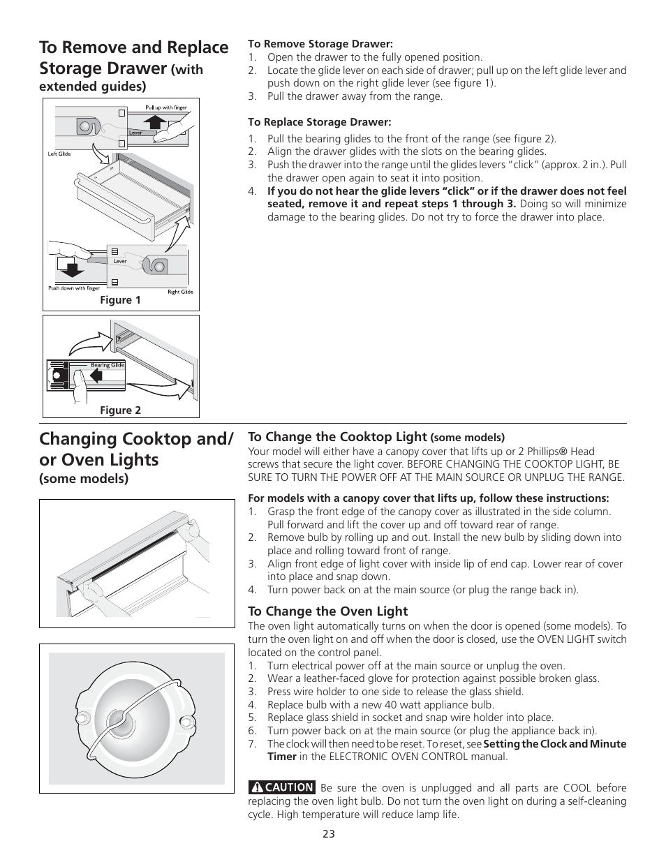 Changing cooktop and/ or oven lights | FRIGIDAIRE 318200710 User Manual | Page 23 / 28