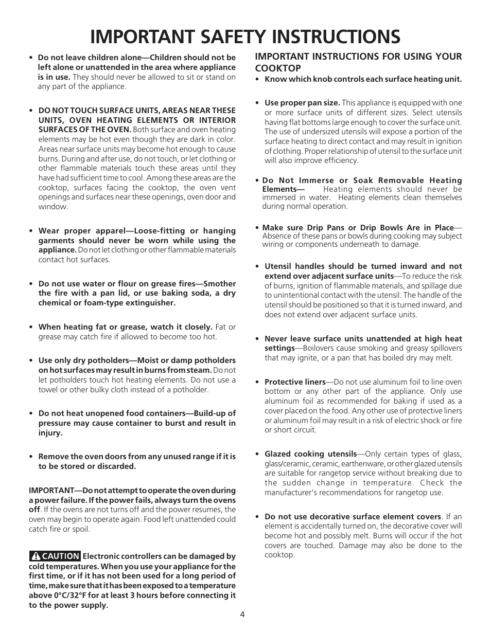Important safety instructions | FRIGIDAIRE 318200710 User Manual | Page 4 / 28