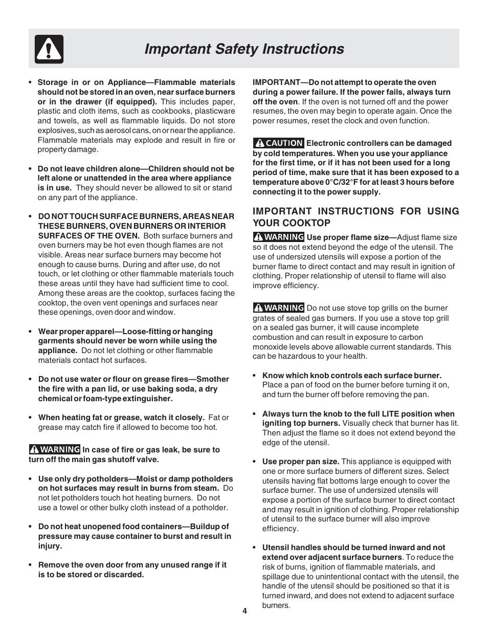 Important safety instructions | FRIGIDAIRE 318203877 User Manual | Page 4 / 22