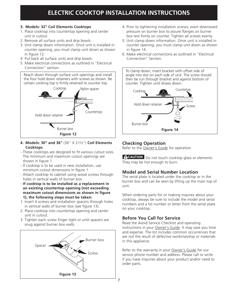 Electric cooktop installation instructions | FRIGIDAIRE 318205403 User Manual | Page 7 / 24