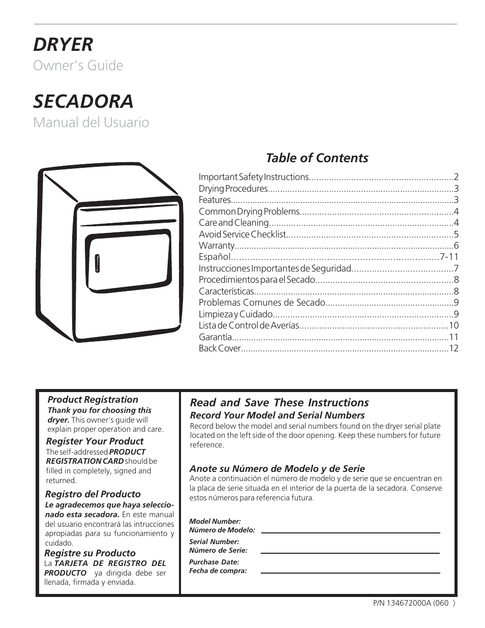 FRIGIDAIRE 134672000A User Manual | 6 pages