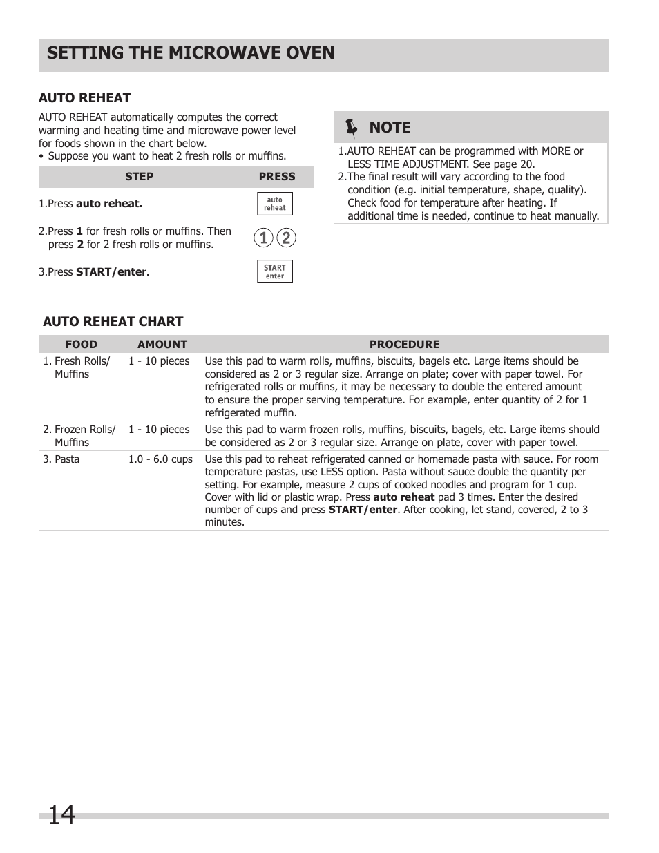 Setting the microwave oven | FRIGIDAIRE 318205149 User Manual | Page 14 / 44