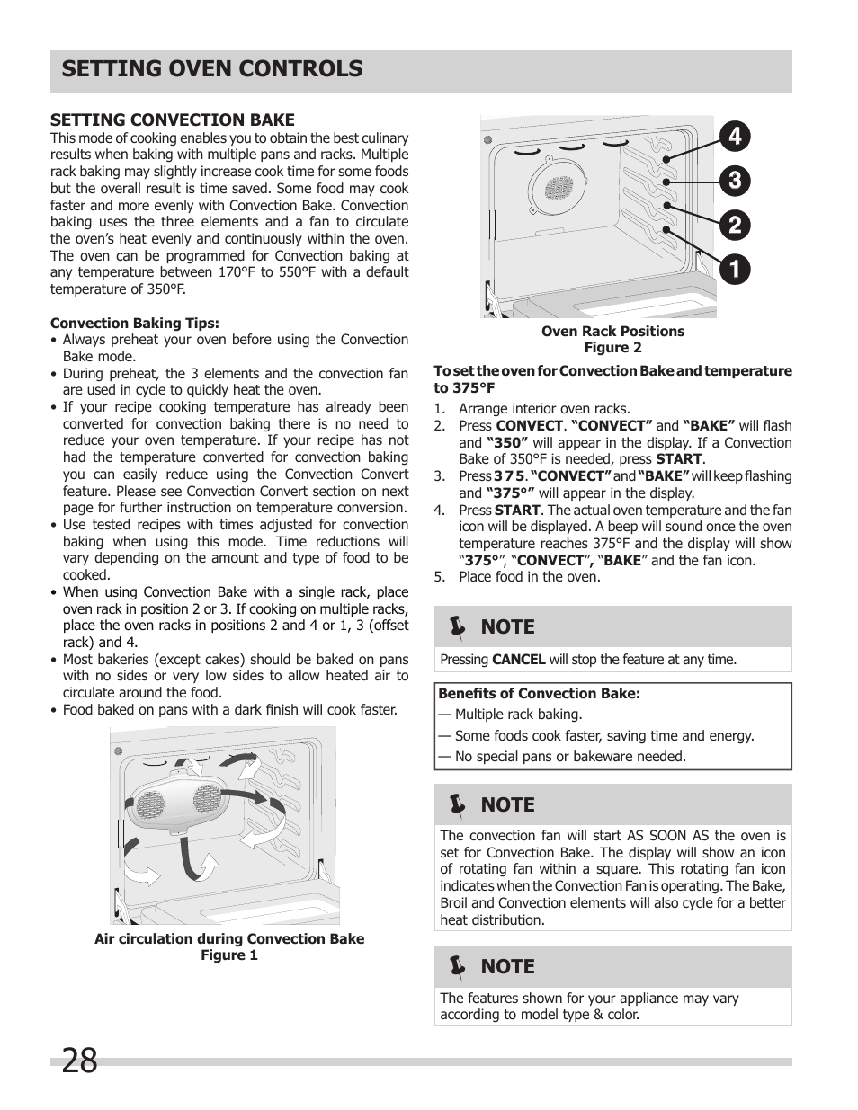 Setting oven controls | FRIGIDAIRE 318205149 User Manual | Page 28 / 44