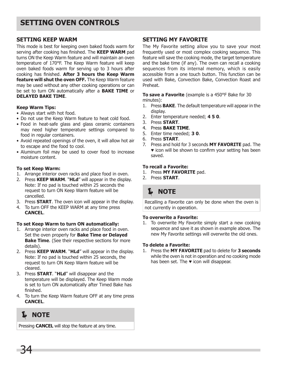 Setting oven controls | FRIGIDAIRE 318205149 User Manual | Page 34 / 44