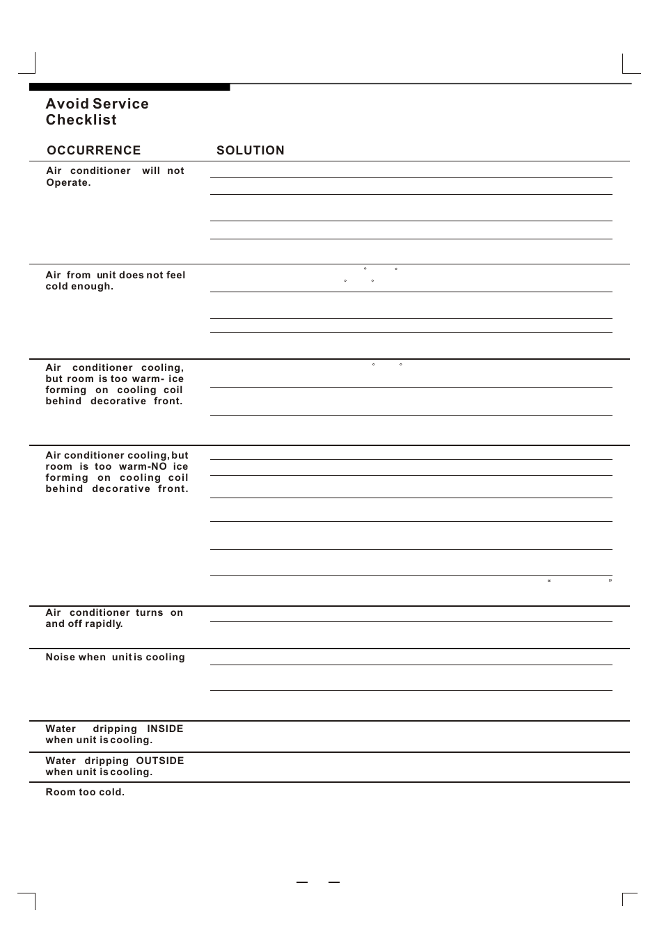 Т³гж 11, Avoid service checklist | FRIGIDAIRE 819042059-01 User Manual | Page 11 / 11