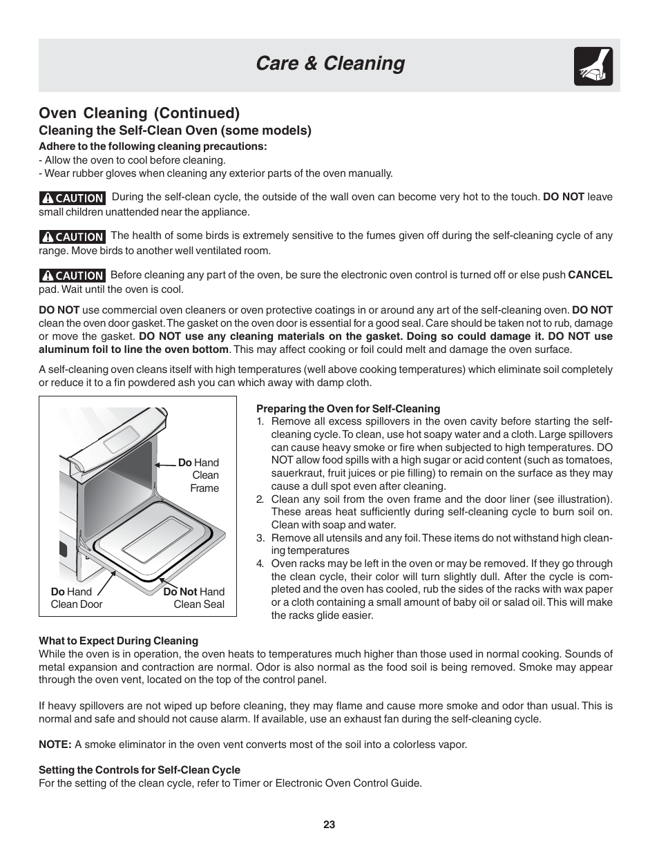 Care & cleaning, Oven cleaning (continued) | FRIGIDAIRE 318203821 User Manual | Page 23 / 28