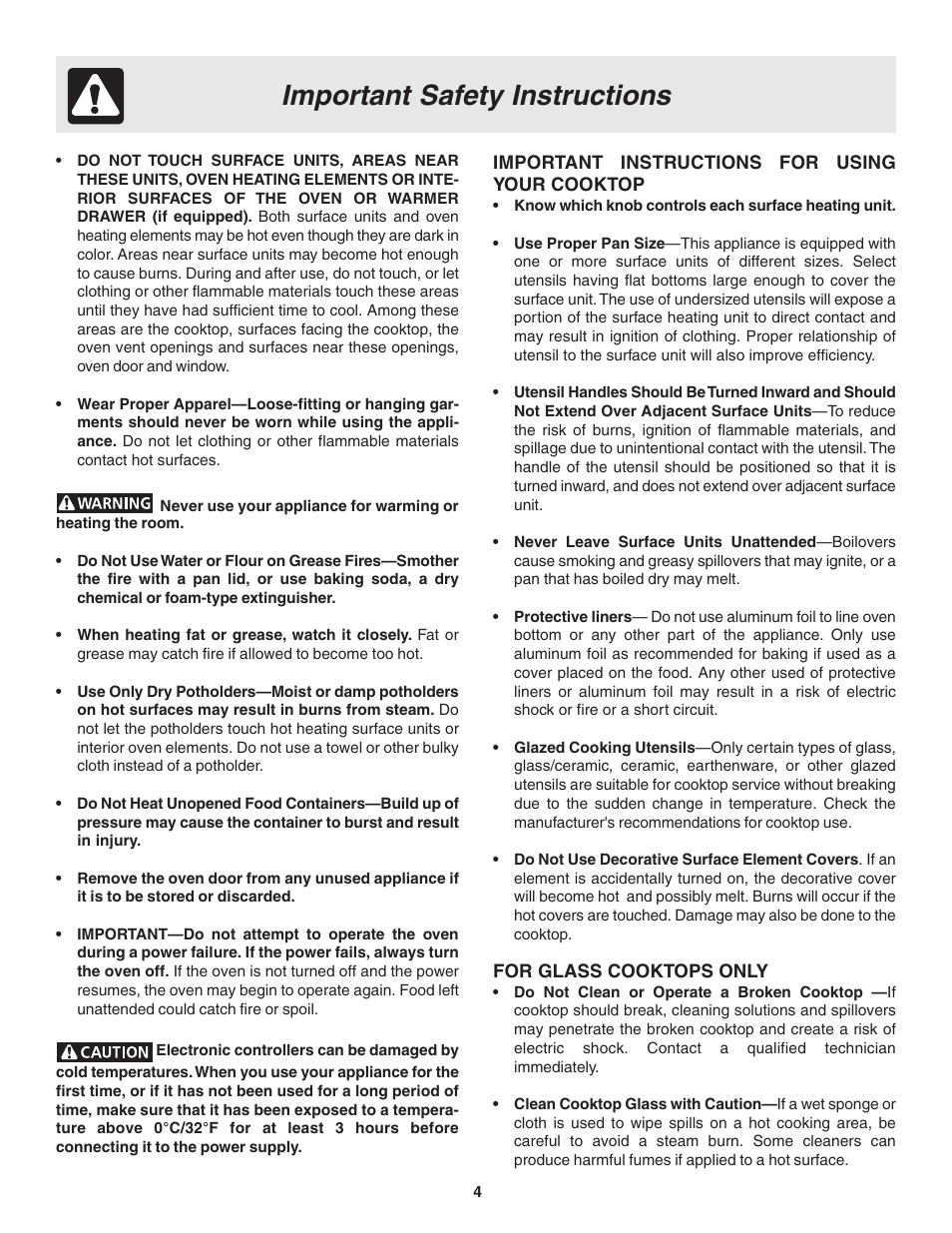 Important safety instructions | FRIGIDAIRE 318203821 User Manual | Page 4 / 28