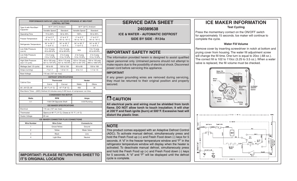 FRIGIDAIRE 240389638 User Manual | 2 pages