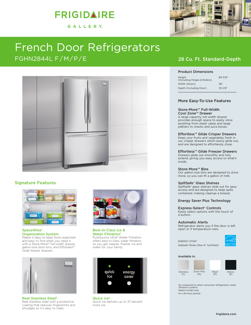 FRIGIDAIRE FGHN2844M User Manual | 3 pages
