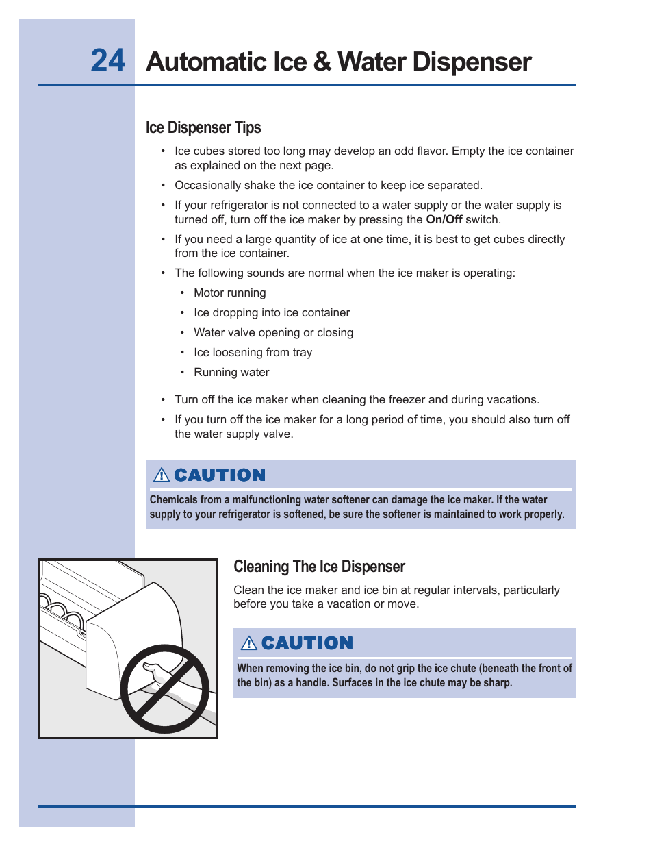 Automatic ice & water dispenser | FRIGIDAIRE 241540101 User Manual | Page 24 / 40