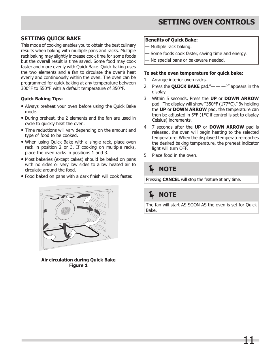 Setting oven controls | FRIGIDAIRE 318205325 User Manual | Page 11 / 22