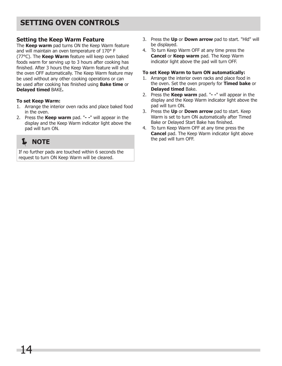 Setting oven controls | FRIGIDAIRE 318205325 User Manual | Page 14 / 22