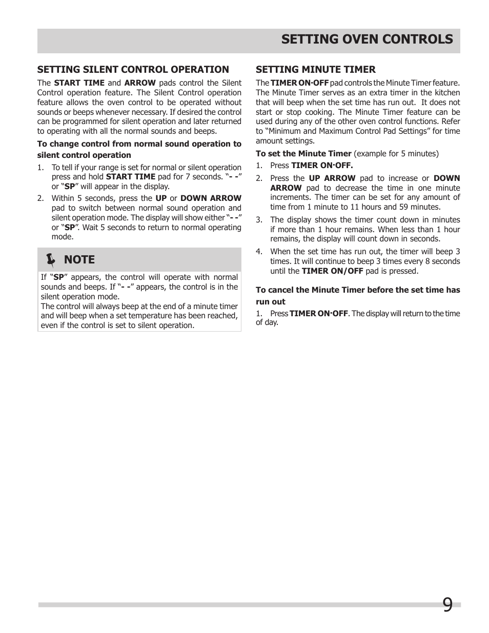 Setting oven controls | FRIGIDAIRE 318205325 User Manual | Page 9 / 22
